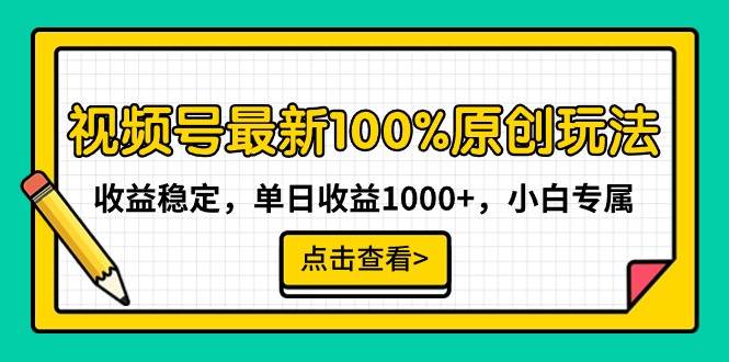 视频号最新100%原创玩法，收益稳定，单日收益1000+，小白专属-伊恩资源网