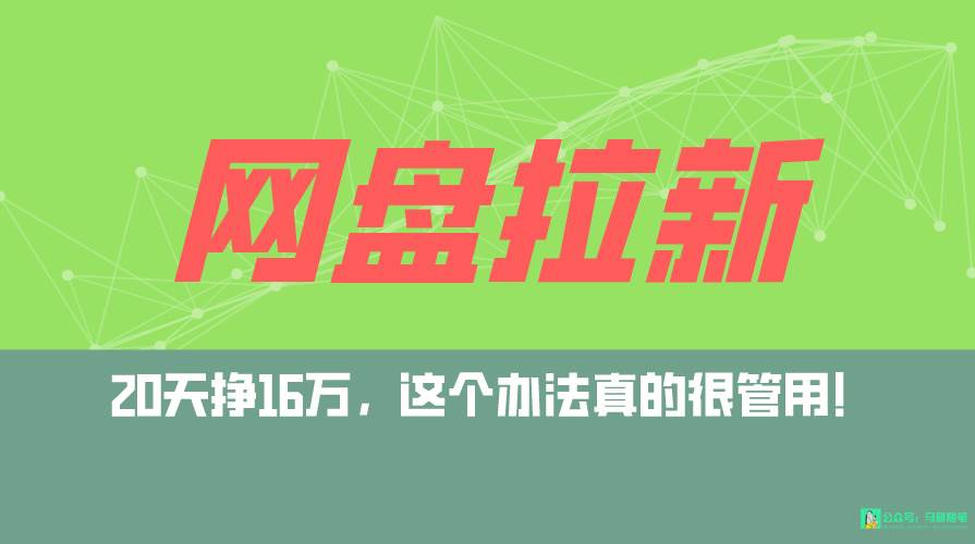 网盘拉新+私域全自动玩法，0粉起号，小白可做，当天见收益，已测单日破5000-伊恩资源网