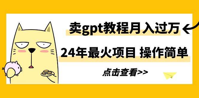 24年最火项目，卖gpt教程月入过万，操作简单-伊恩资源网