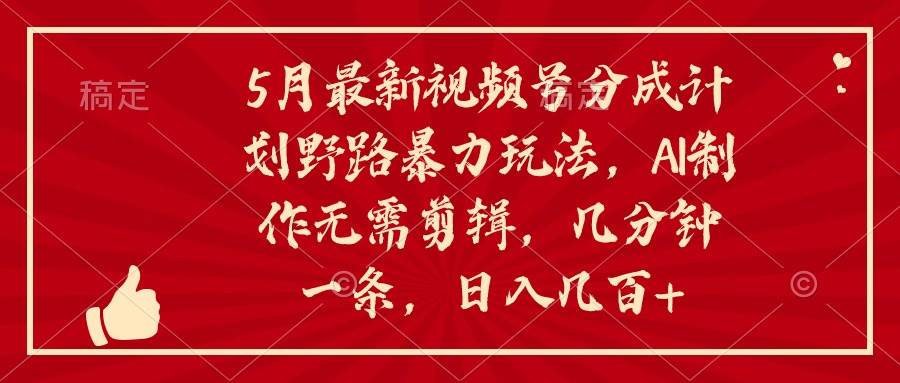 5月最新视频号分成计划野路暴力玩法，ai制作，无需剪辑。几分钟一条，…-伊恩资源网