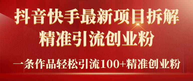 2024年抖音快手最新项目拆解视频引流创业粉，一天轻松引流精准创业粉100+-伊恩资源网