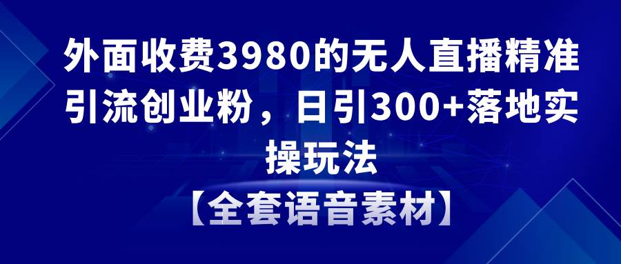 无人直播精准引流创业粉，日引300+落地实操玩法【全套语音素材】-伊恩资源网