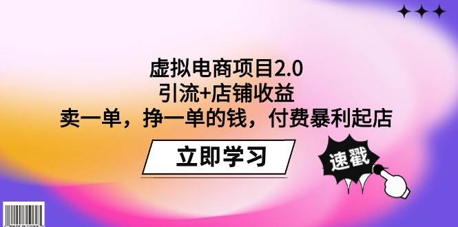 虚拟电商项目2.0：引流+店铺收益  卖一单，挣一单的钱，付费暴利起店-伊恩资源网