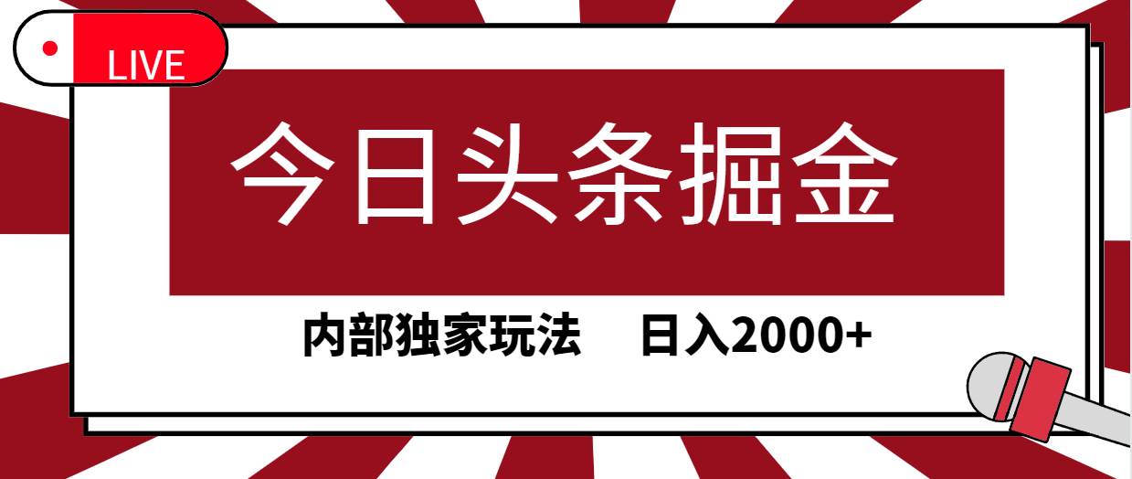 今日头条掘金，30秒一篇文章，内部独家玩法，日入2000+-伊恩资源网