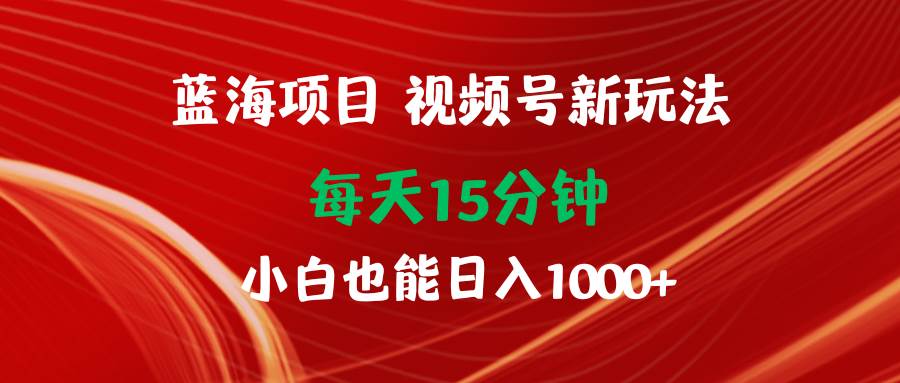 蓝海项目视频号新玩法 每天15分钟 小白也能日入1000+-伊恩资源网