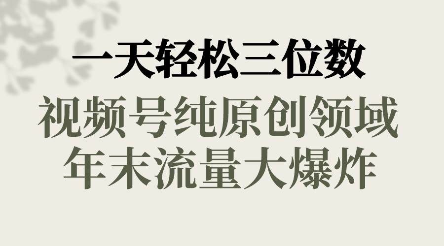 一天轻松三位数，视频号纯原创领域，春节童子送祝福，年末流量大爆炸-伊恩资源网