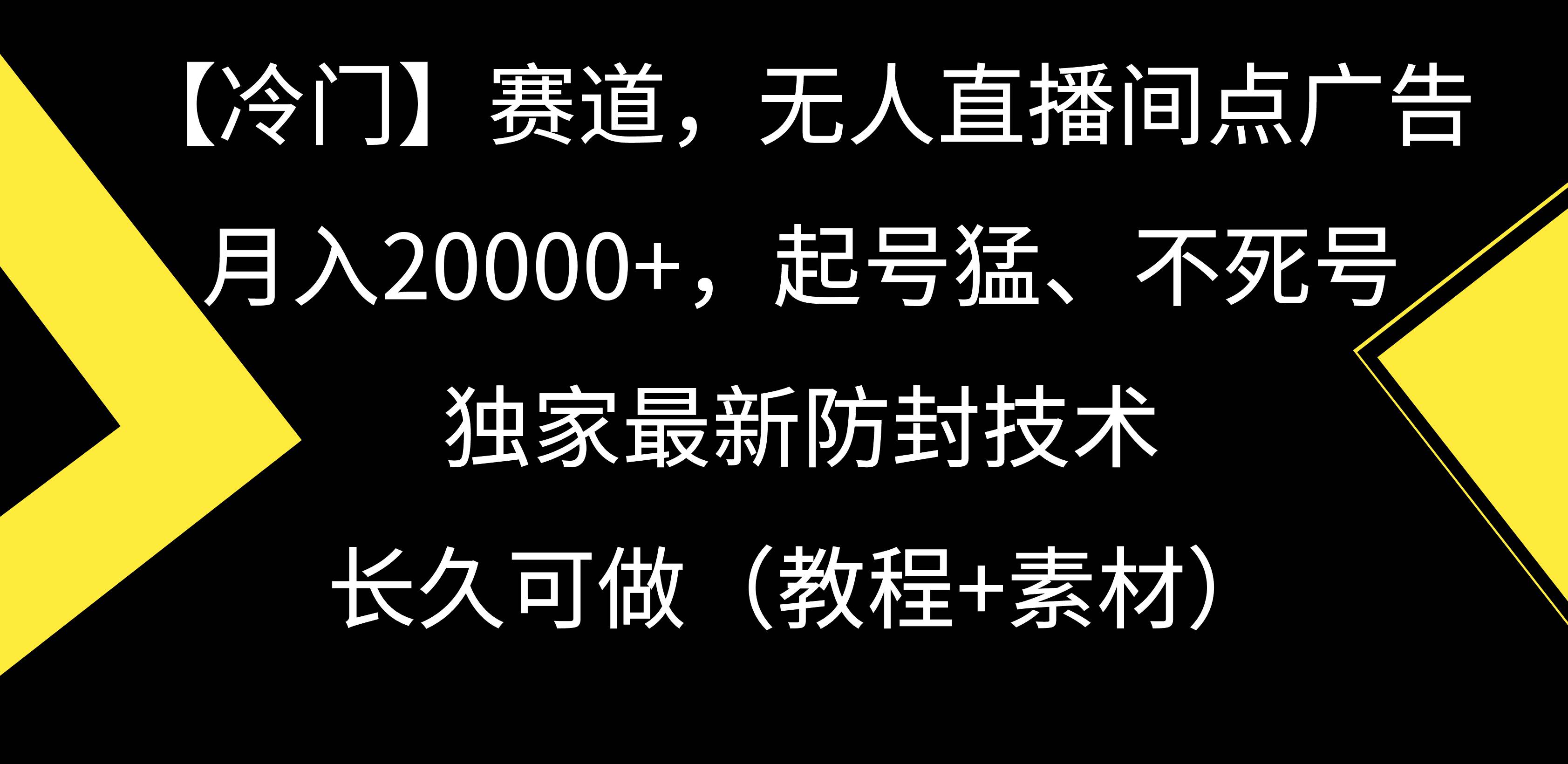 【冷门】赛道，无人直播间点广告，月入20000+，起号猛、不死号，独家最…-伊恩资源网