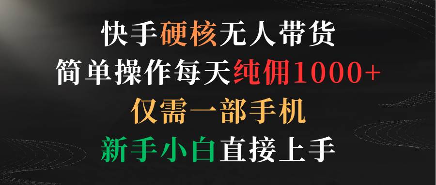 快手硬核无人带货，简单操作每天纯佣1000+,仅需一部手机，新手小白直接上手-伊恩资源网