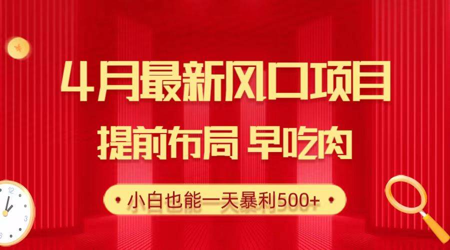 28.4月最新风口项目，提前布局早吃肉，小白也能一天暴利500+-伊恩资源网