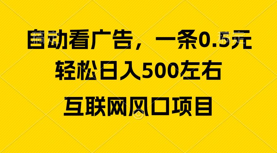 广告收益风口，轻松日入500+，新手小白秒上手，互联网风口项目-伊恩资源网