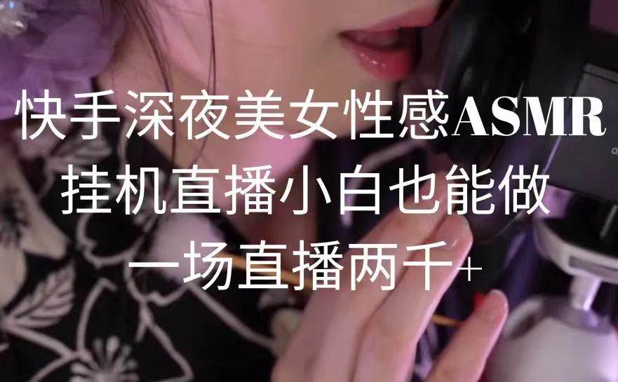 快手深夜美女性感ASMR挂机直播，小白也能做，一场直播两千+-伊恩资源网