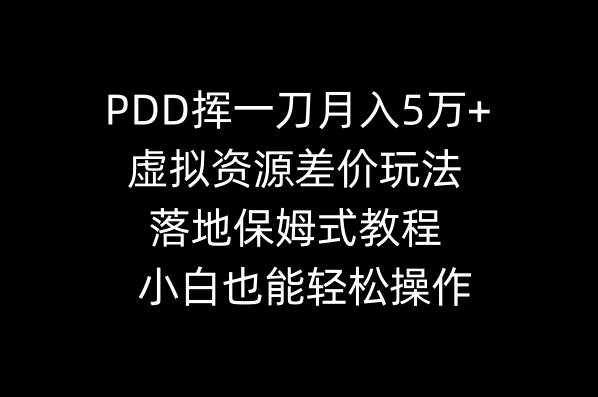 PDD挥一刀月入5万+，虚拟资源差价玩法，落地保姆式教程，小白也能轻松操作-伊恩资源网