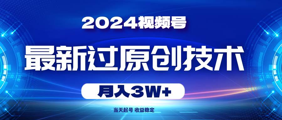 2024视频号最新过原创技术，当天起号，收益稳定，月入3W+-伊恩资源网