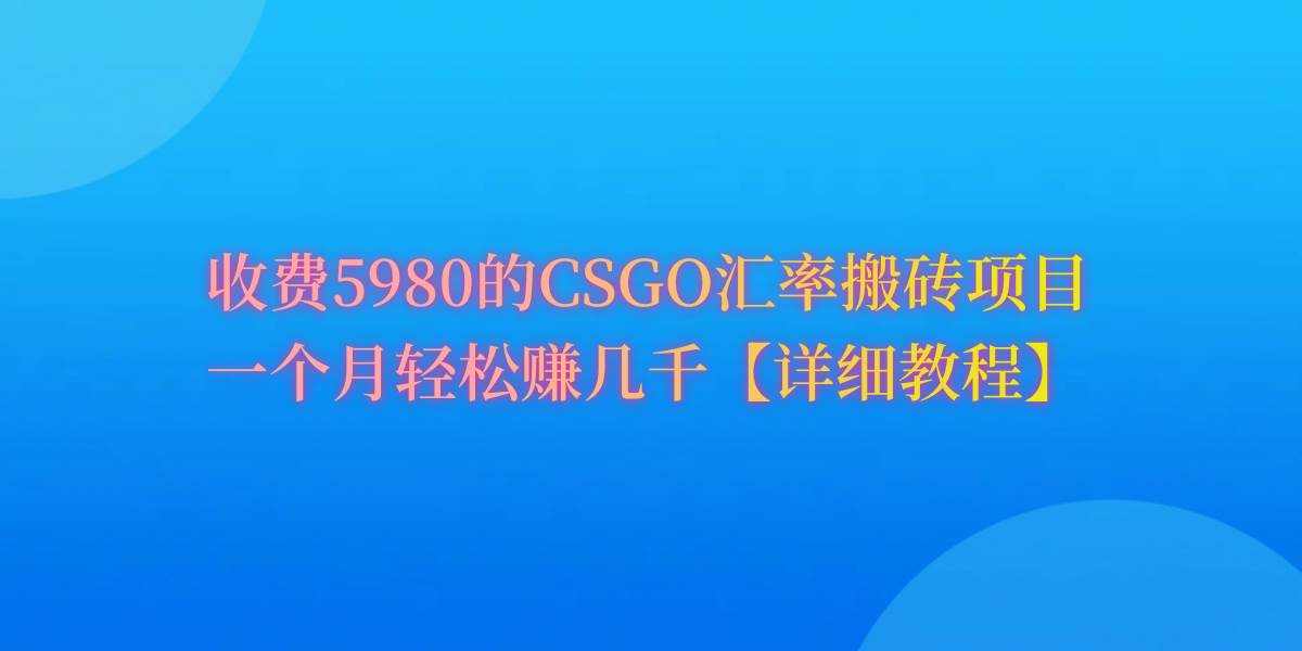 CSGO装备搬砖，月综合收益率高达60%，你也可以！-伊恩资源网