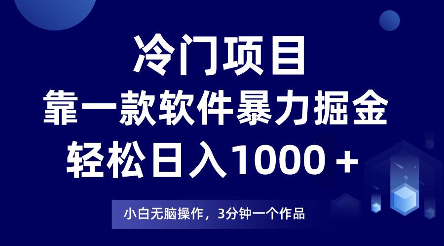 冷门项目，靠一款软件暴力掘金日入1000＋，小白轻松上手第二天见收益-伊恩资源网