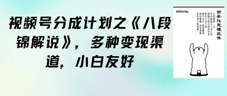 视频号分成计划之《八段锦解说》，多种变现渠道，小白友好（教程+素材）-伊恩资源网