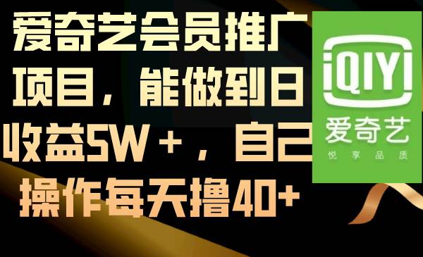 爱奇艺会员推广项目，能做到日收益5W＋，自己操作每天撸40+-伊恩资源网