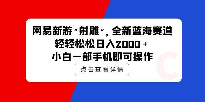 网易新游 射雕 全新蓝海赛道，轻松日入2000＋小白一部手机即可操作-伊恩资源网