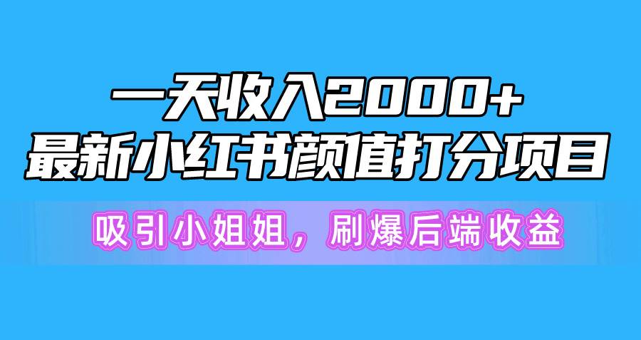 一天收入2000+，最新小红书颜值打分项目，吸引小姐姐，刷爆后端收益-伊恩资源网