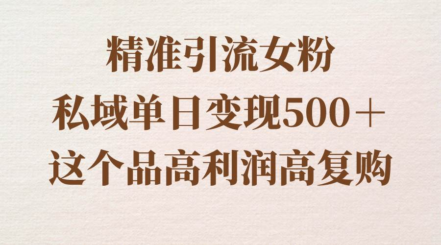 精准引流女粉，私域单日变现500＋，高利润高复购，保姆级实操教程分享-伊恩资源网