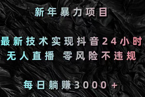 新年暴力项目，最新技术实现抖音24小时无人直播 零风险不违规 每日躺赚3000-伊恩资源网