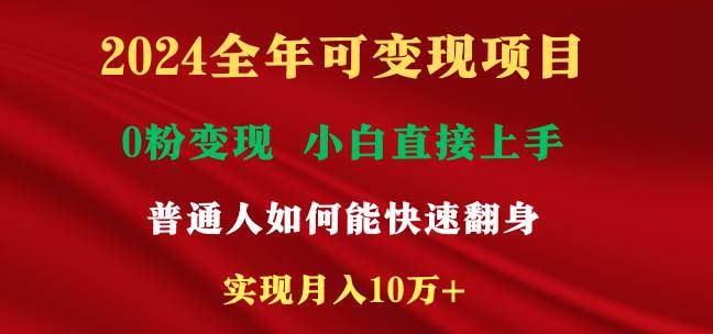 2024全年可变现项目，一天收益至少2000+，小白上手快，普通人就要利用互…-伊恩资源网