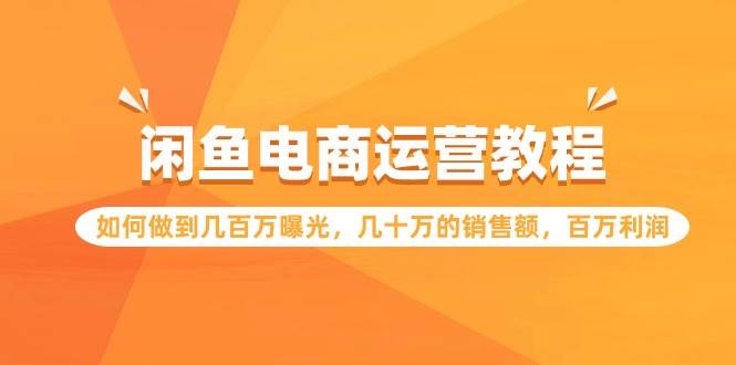 闲鱼电商运营教程：如何做到几百万曝光，几十万的销售额，百万利润-伊恩资源网