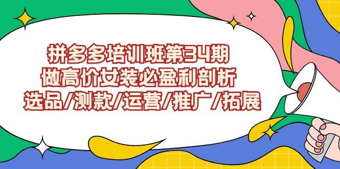 拼多多培训班第34期：做高价女装必盈利剖析  选品/测款/运营/推广/拓展-伊恩资源网