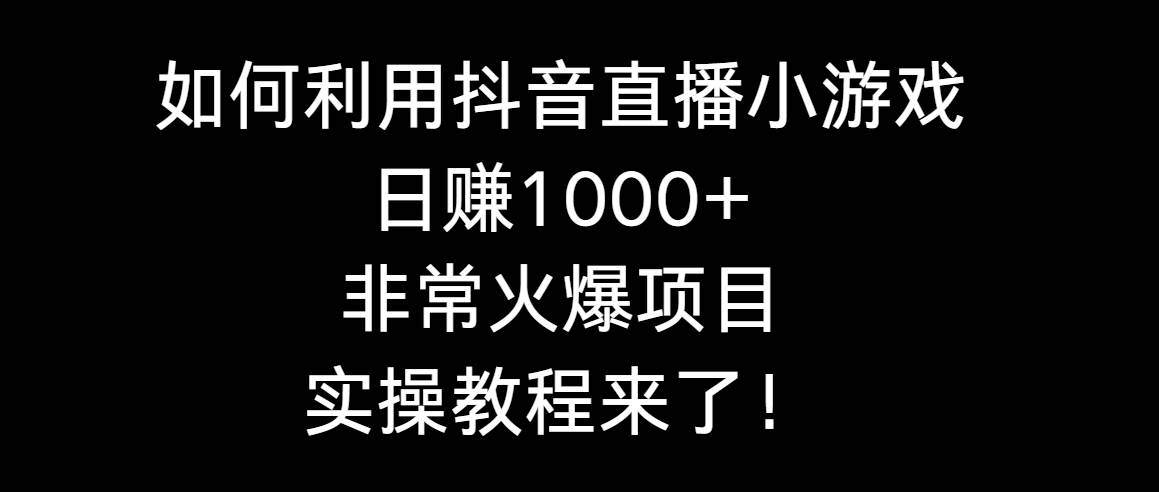 如何利用抖音直播小游戏日赚1000+，非常火爆项目，实操教程来了！-伊恩资源网