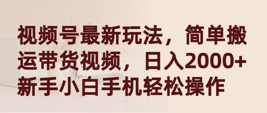 视频号最新玩法，简单搬运带货视频，日入2000+，新手小白手机轻松操作-伊恩资源网