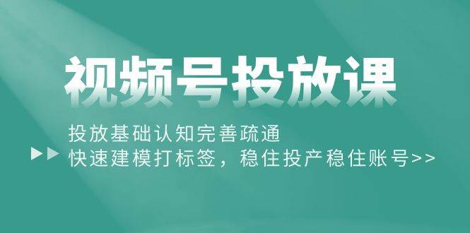 视频号投放课：投放基础认知完善疏通，快速建模打标签，稳住投产稳住账号-伊恩资源网