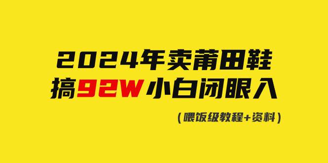 2024年卖莆田鞋，搞了92W，小白闭眼操作！-伊恩资源网