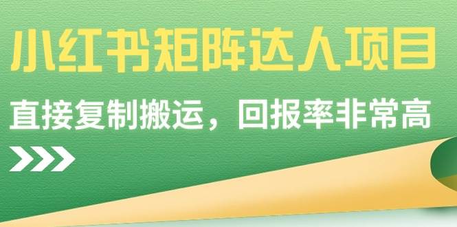 小红书矩阵达人项目，直接复制搬运，回报率非常高-伊恩资源网