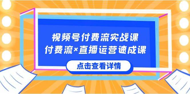 视频号付费流实战课，付费流×直播运营速成课，让你快速掌握视频号核心运..-伊恩资源网