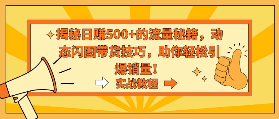 揭秘日赚500+的流量秘籍，动态闪图带货技巧，助你轻松引爆销量！-伊恩资源网