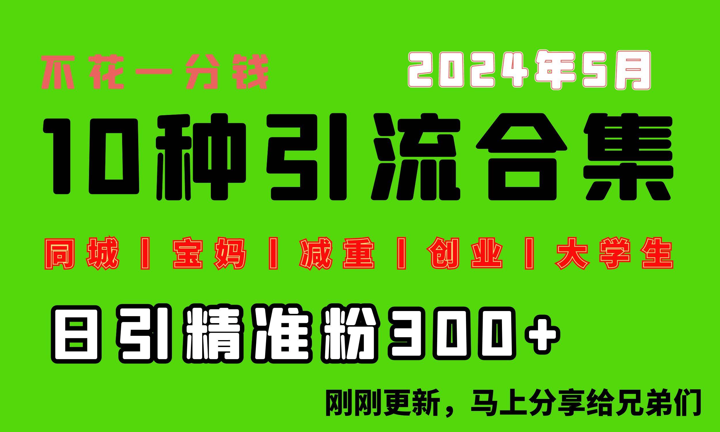 0投入，每天搞300+“同城、宝妈、减重、创业、大学生”等10大流量！-伊恩资源网