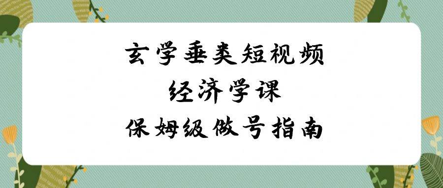 玄学 垂类短视频经济学课，保姆级做号指南（8节课）-伊恩资源网