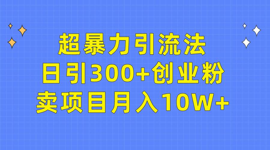 超暴力引流法，日引300+创业粉，卖项目月入10W+-伊恩资源网