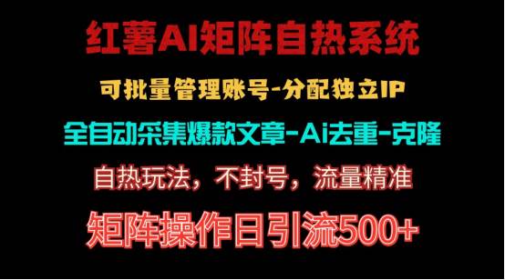 红薯矩阵自热系统，独家不死号引流玩法！矩阵操作日引流500+-伊恩资源网