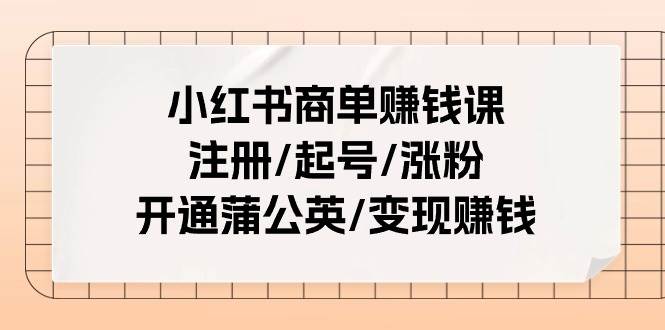 小红书商单赚钱课：注册/起号/涨粉/开通蒲公英/变现赚钱（25节课）-伊恩资源网