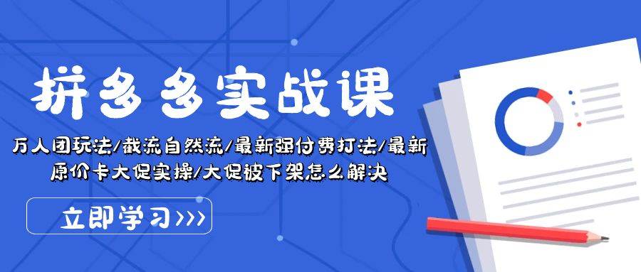 拼多多·实战课：万人团玩法/截流自然流/最新强付费打法/最新原价卡大促..-伊恩资源网