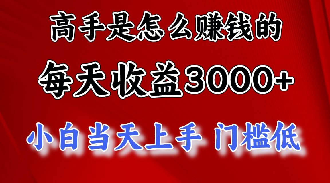 高手是怎么赚钱的，一天收益3000+ 这是穷人逆风翻盘的一个项目，非常…-伊恩资源网