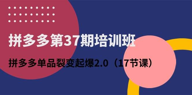 拼多多第37期培训班：拼多多单品裂变起爆2.0（17节课）-伊恩资源网