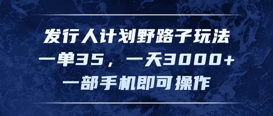 发行人计划野路子玩法，一单35，一天3000+，一部手机即可操作-伊恩资源网