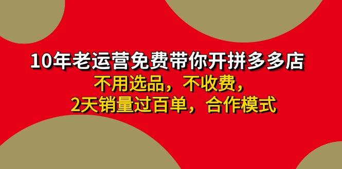 拼多多 最新合作开店日收4000+两天销量过百单，无学费、老运营代操作、…-伊恩资源网