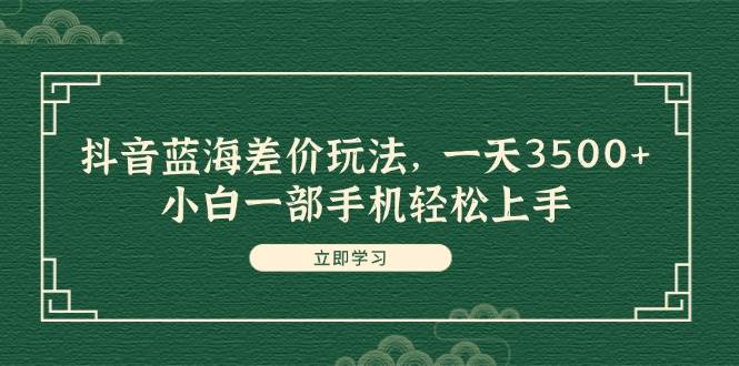 抖音蓝海差价玩法，一天3500+，小白一部手机轻松上手-伊恩资源网