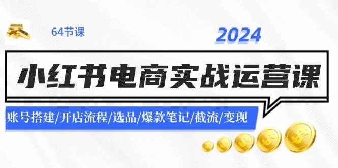 2024小红书电商实战运营课：账号搭建/开店流程/选品/爆款笔记/截流/变现-伊恩资源网