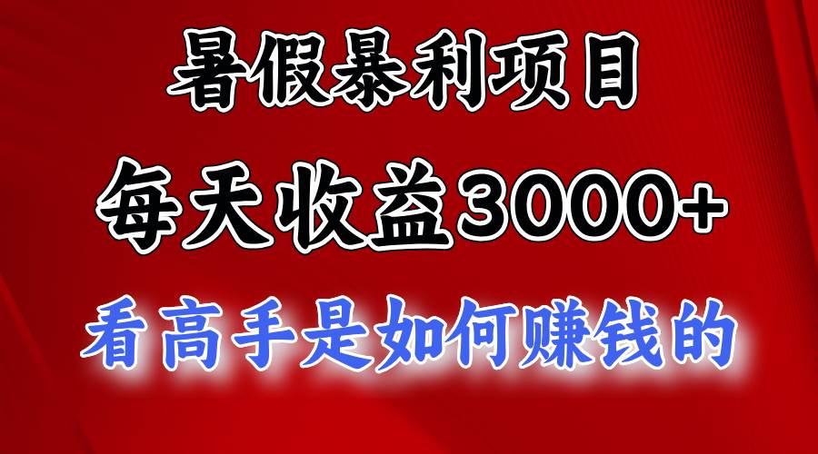 暑假暴利项目，每天收益3000+ 努努力能达到5000+，暑假大流量来了-伊恩资源网