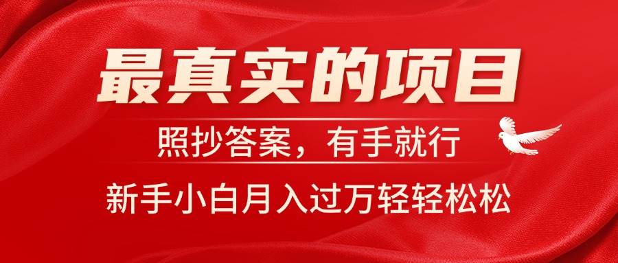 最真实的项目，照抄答案，有手就行，新手小白月入过万轻轻松松-伊恩资源网