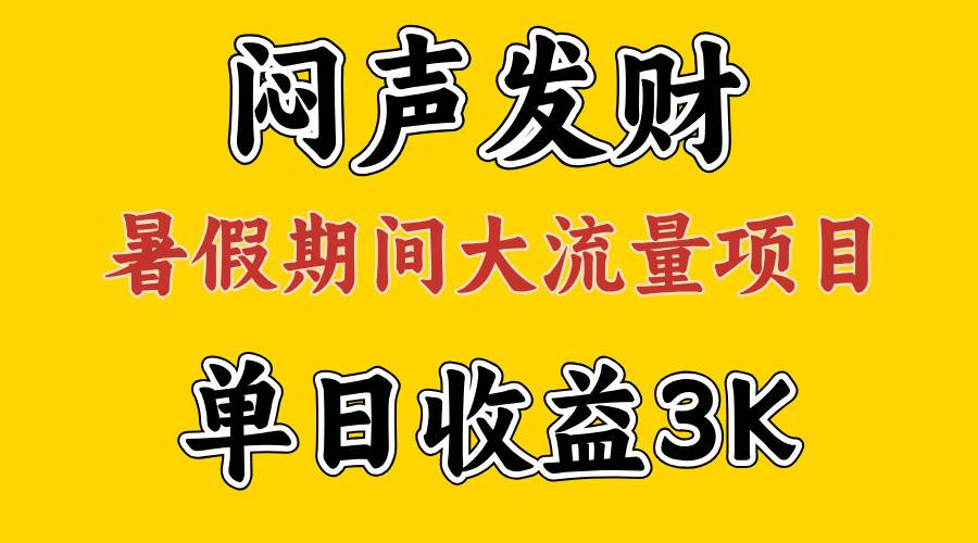 闷声发财，假期大流量项目，单日收益3千+ ，拿出执行力，两个月翻身-伊恩资源网